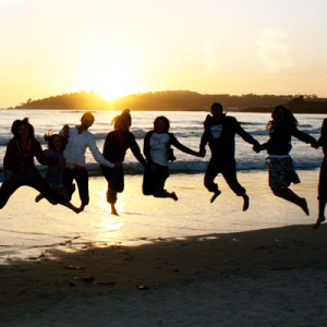 Students on the beach